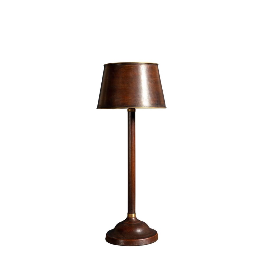Lampe à poser en cuir marron