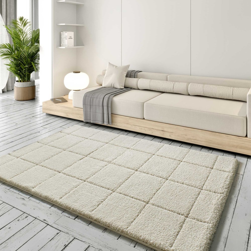 Tapis descente de lit shaggy blanc 60x120 cm — vue 3