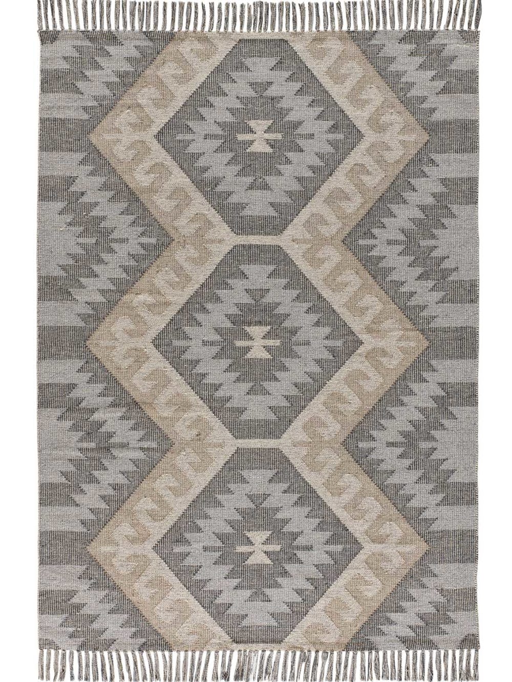 Tapis en coton ethnique gris/beige  80x120 cm