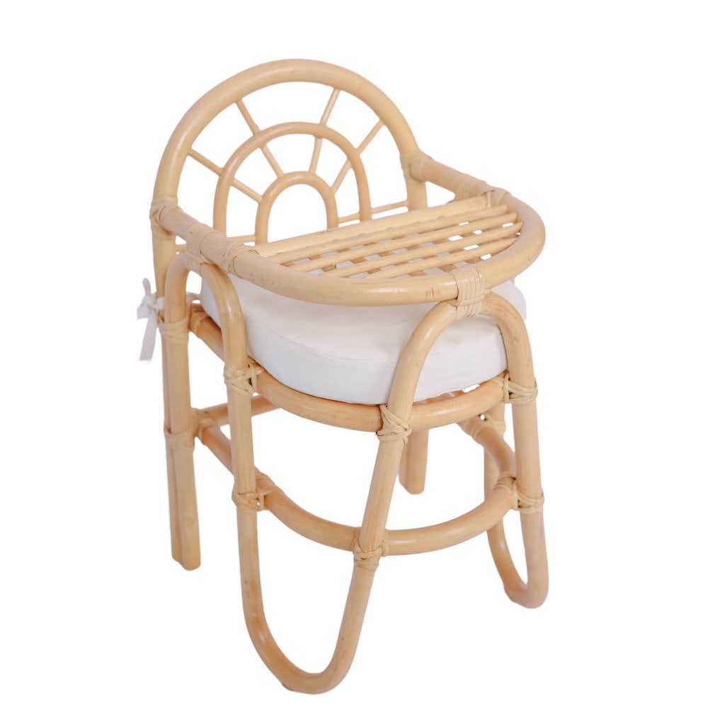 Chaise haute pour bébé en rotin naturel