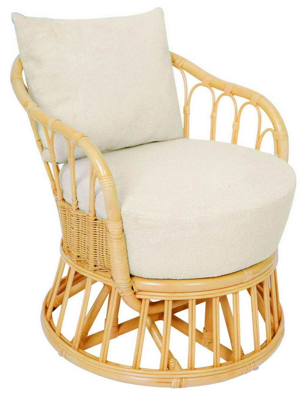 Fauteuil de salon en rotin naturel et tissu beige - Maisons du Monde
