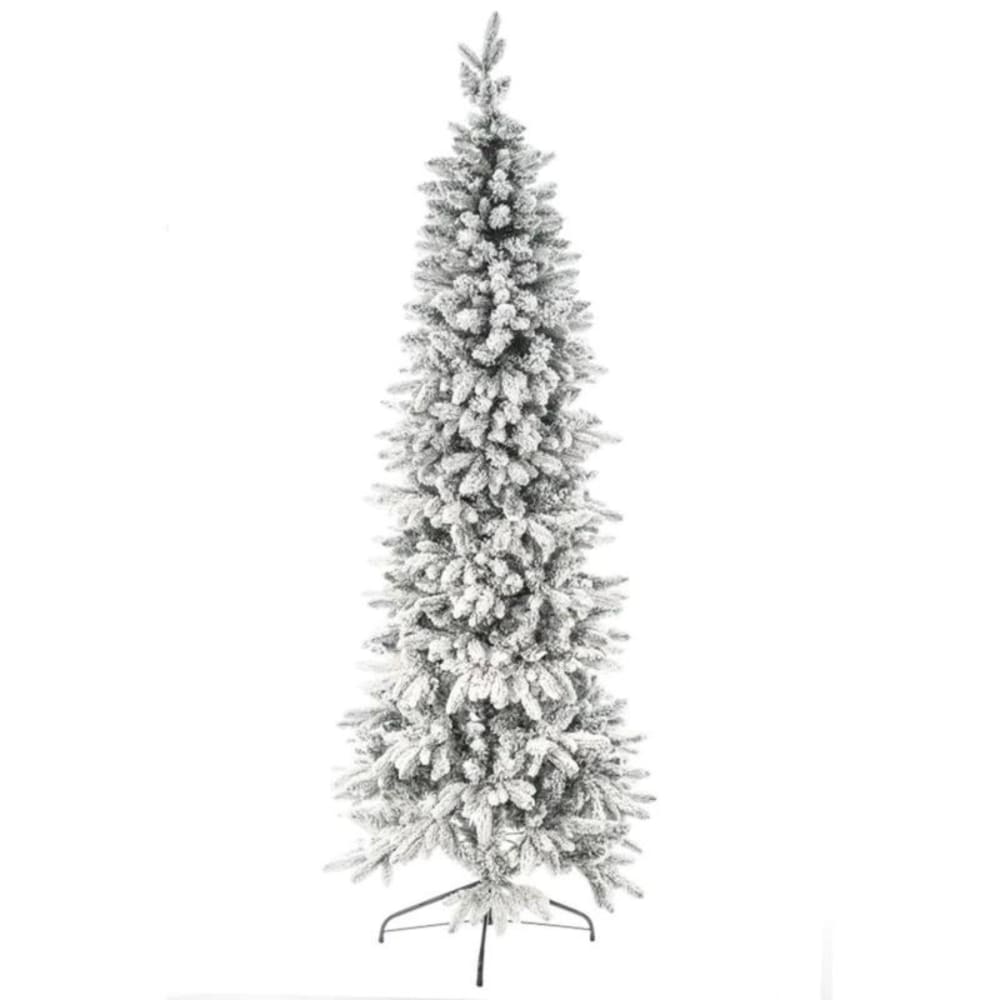 Árbol de navidad delgado cubierto de nieve en pe real touch cm 180h