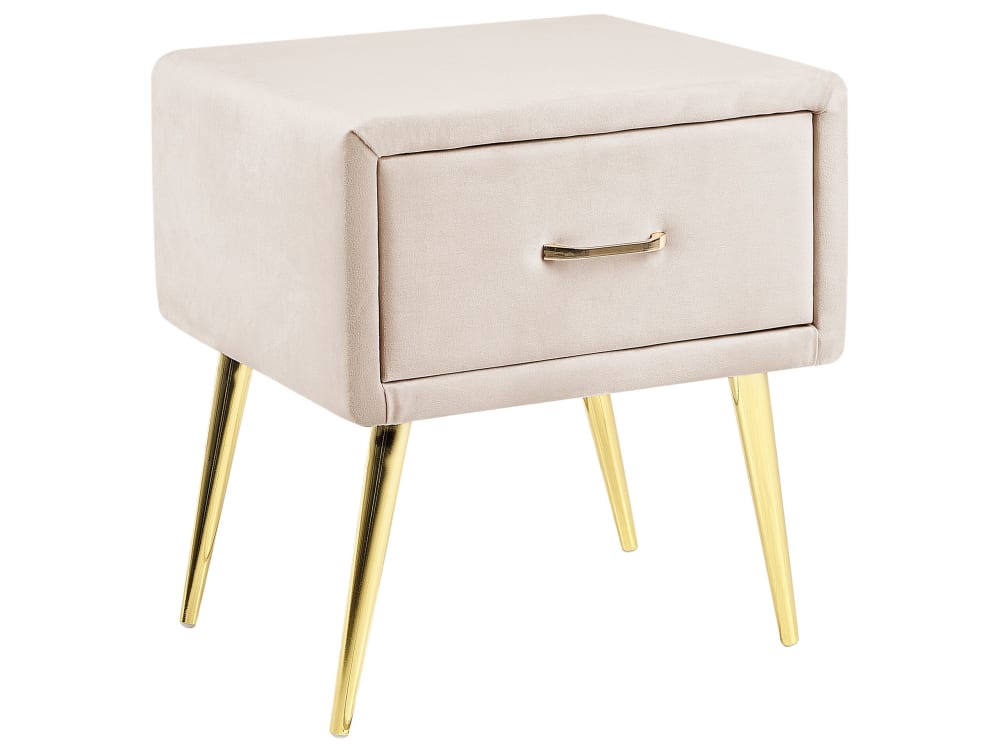 Nachttisch Mit 1 Schublade Aus Stoff 49Cm, Beige