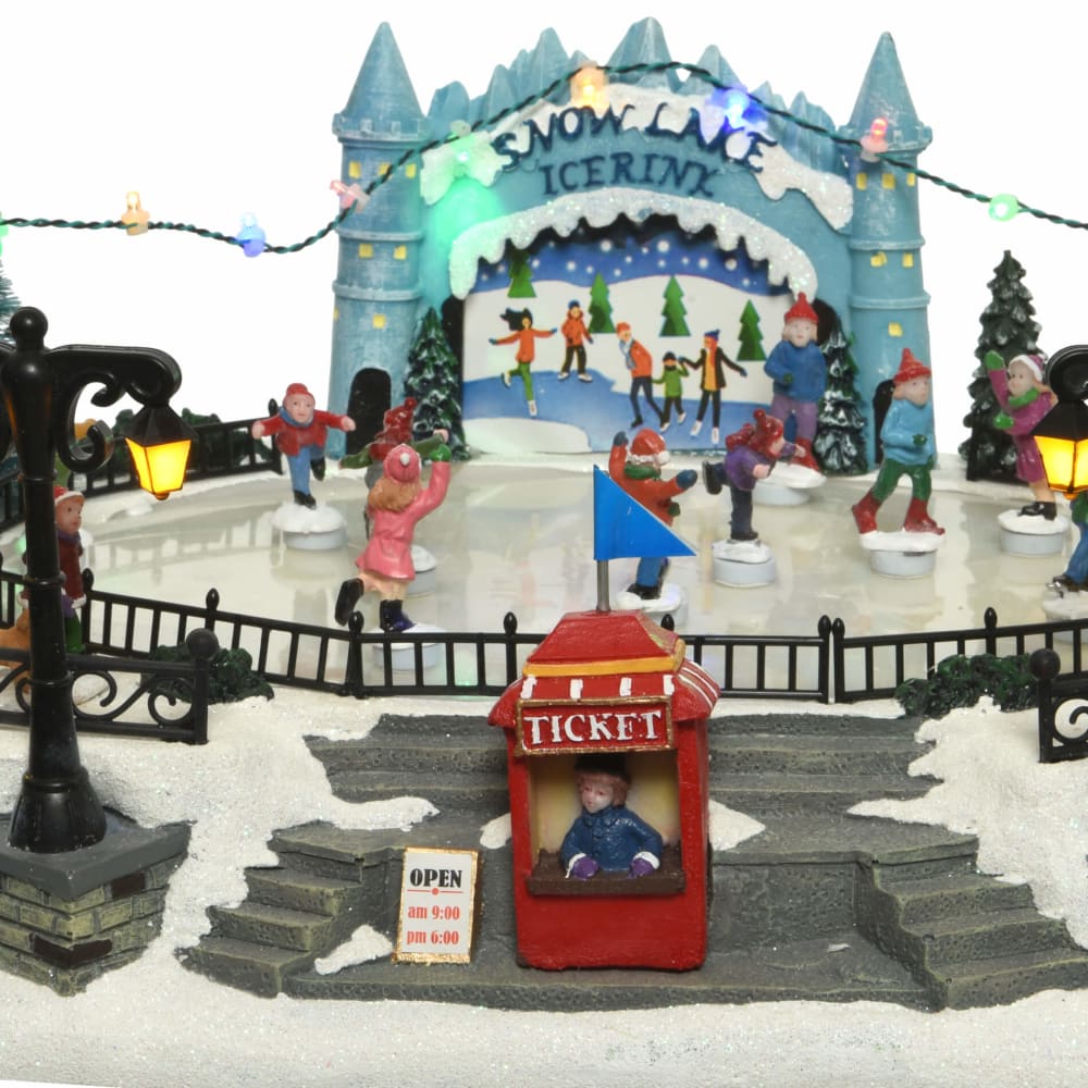 Village de Noël avec musique, lumières et mouvement en polyrésine