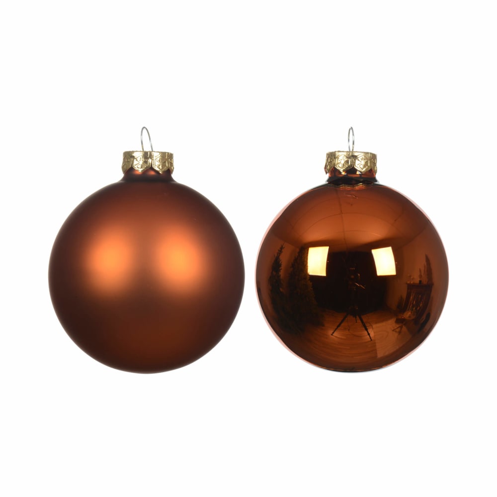 Juego de 16 bolas de navidad de vidrio naranja oscuro, ø 8 cm