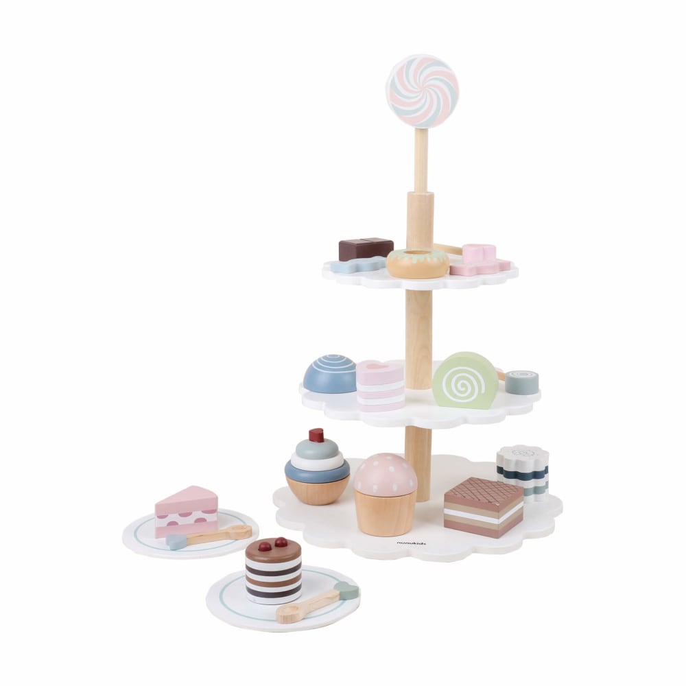 Jeu de plateau et pâtisseries en bois pour enfants