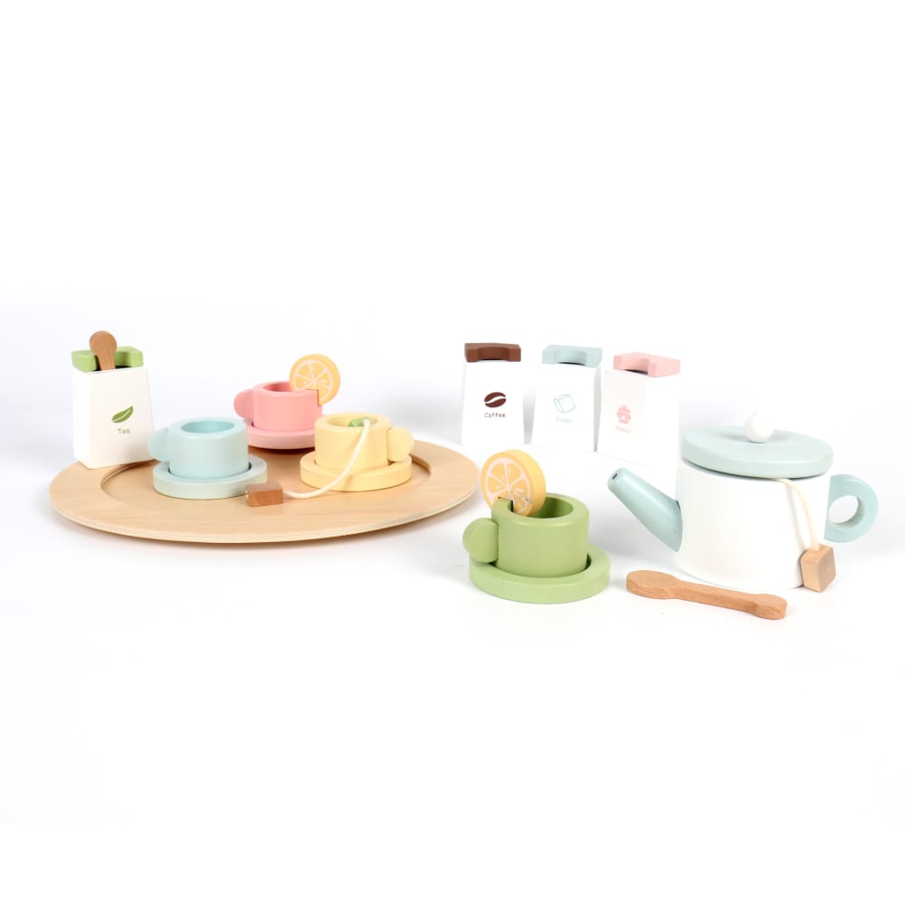 Jeu de plateau et tasses à thé en bois pour enfants