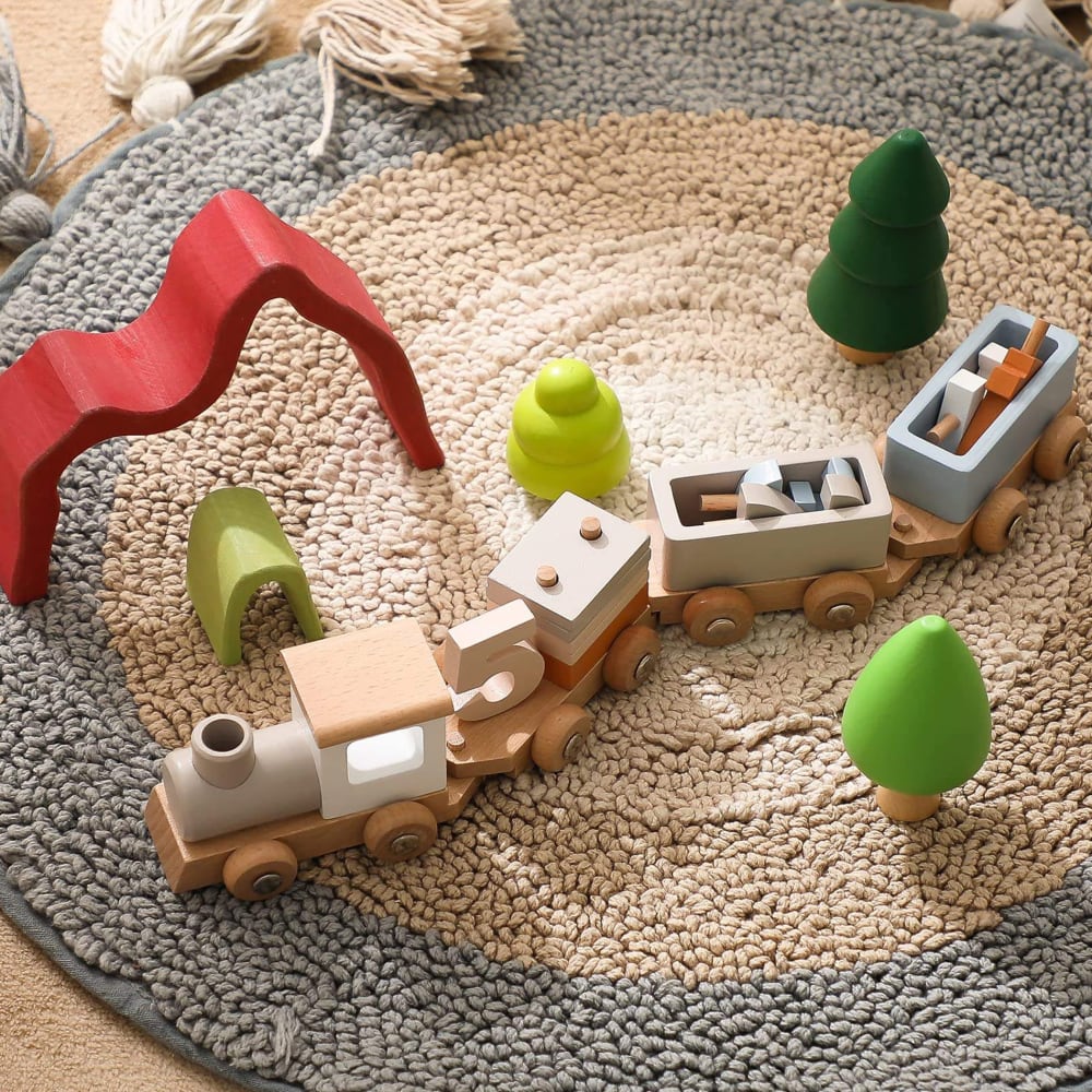 Jeu train montessorien en bois pour enfant (Mobili Rebecca) - Image 1