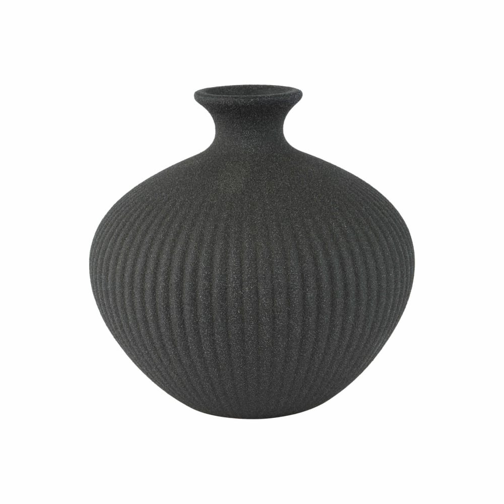 Mobili Rebecca Vase aus Steingut, H 13 cm, schwarz style modern - Steingut