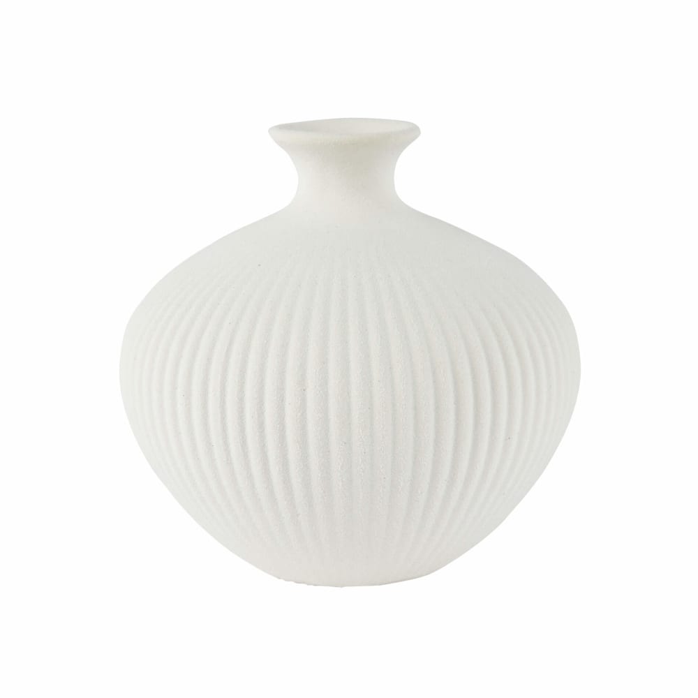 Mobili Rebecca Vase aus Steingut, H 13 cm, weiß style modern - Steingut