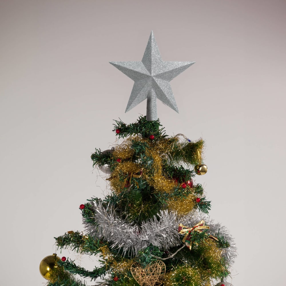 Cime pour sapin de Noël en plastique gris argenté, H 19 cm - Maisons du Monde