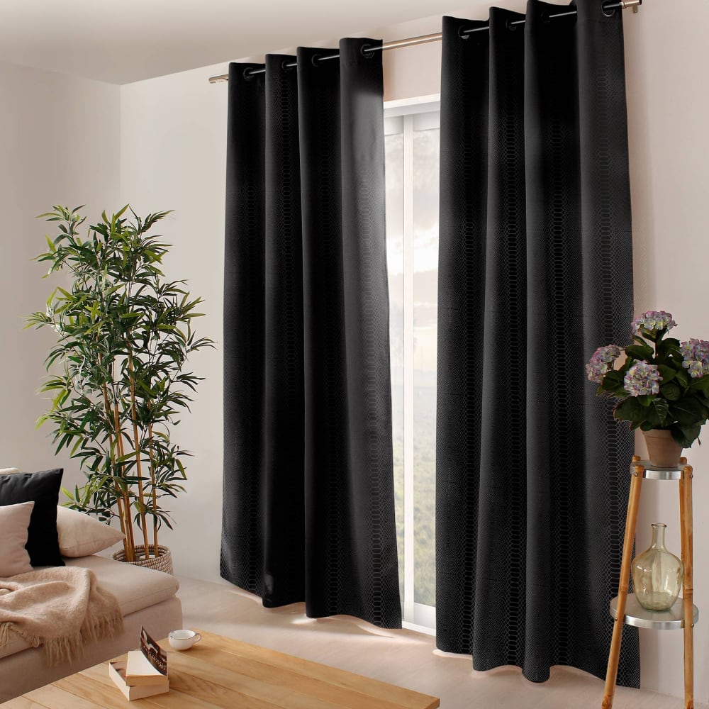 Rideau occultant imprimé peau de serpent polyester noir 140x240 cm
