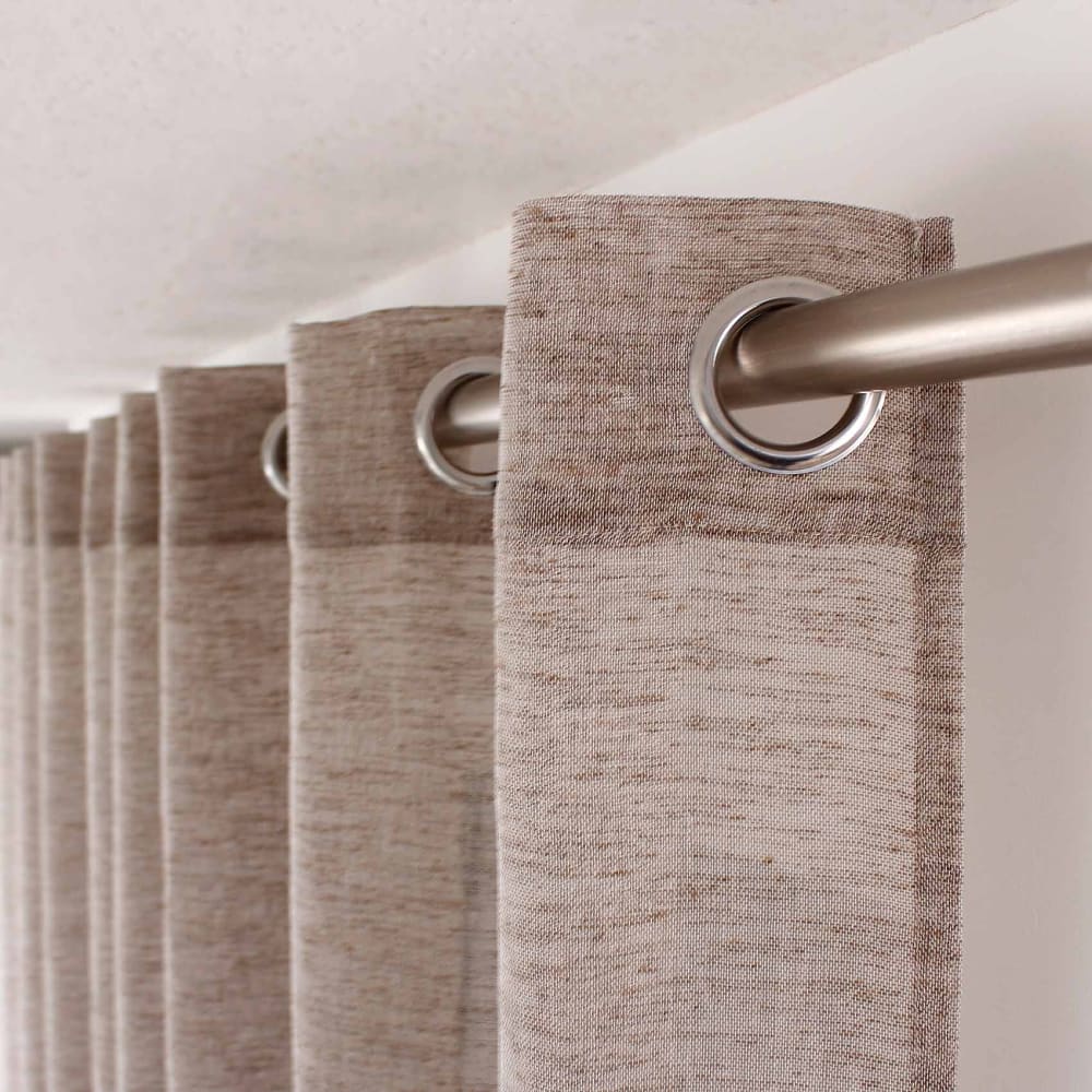 Voilage aspect lin grande largeur oeko-tex. polyester taupe 300x240 cm - Maisons du Monde