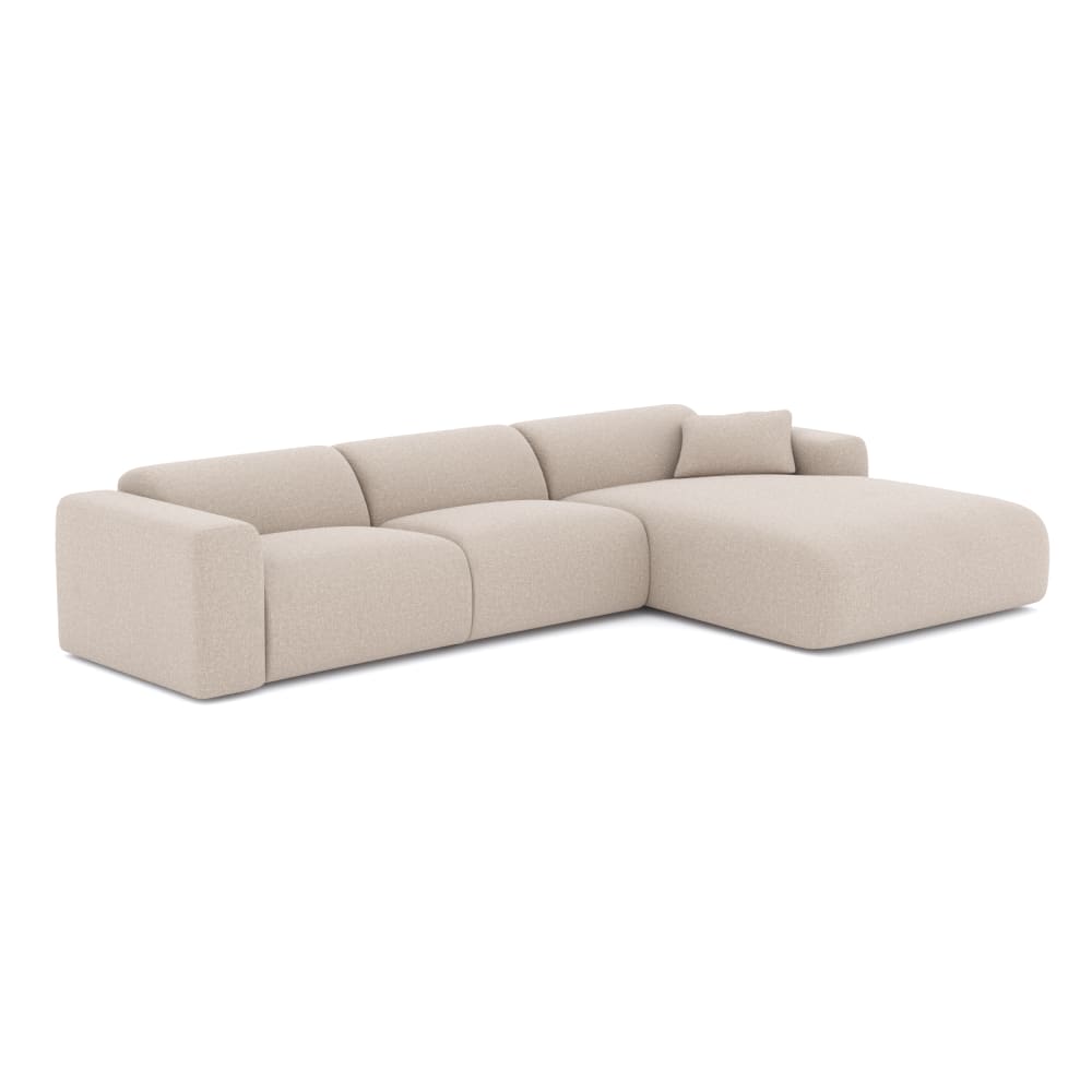 Canapé grand angle droit tissu tramé beige 280cm