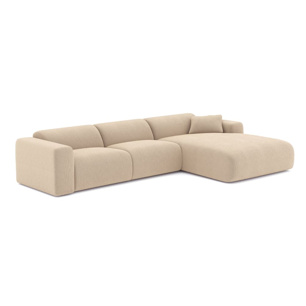 Canapé grand angle droit velours côtelé beige 280cm