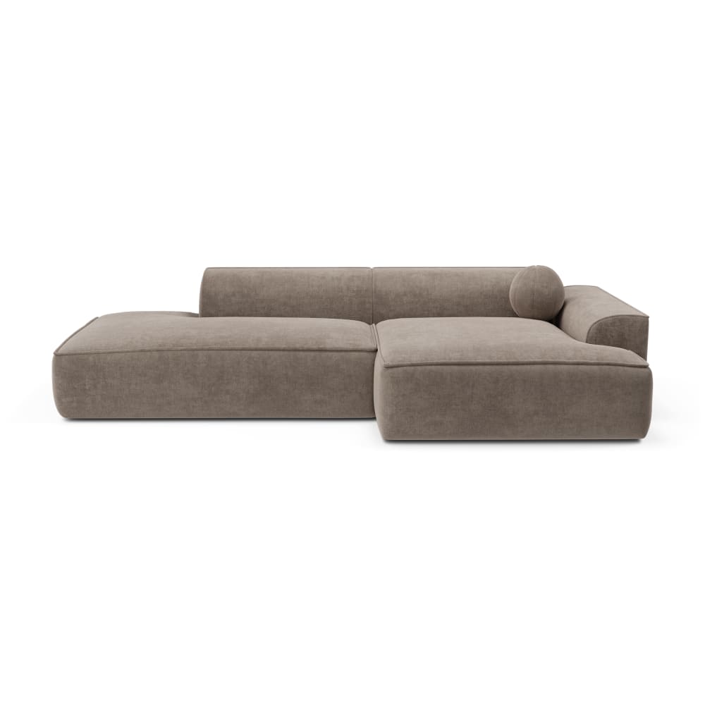 Canapé angle droit 4 - places velours taupe