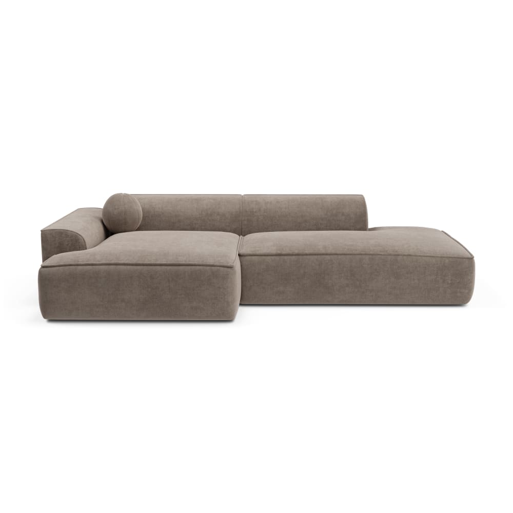 Canapé angle gauche 4 places en velours taupe