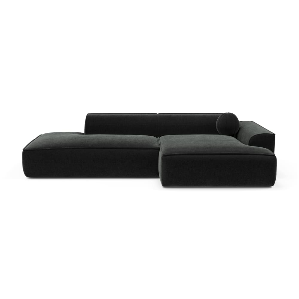 Canapé angle droit 4 - places velours anthracite