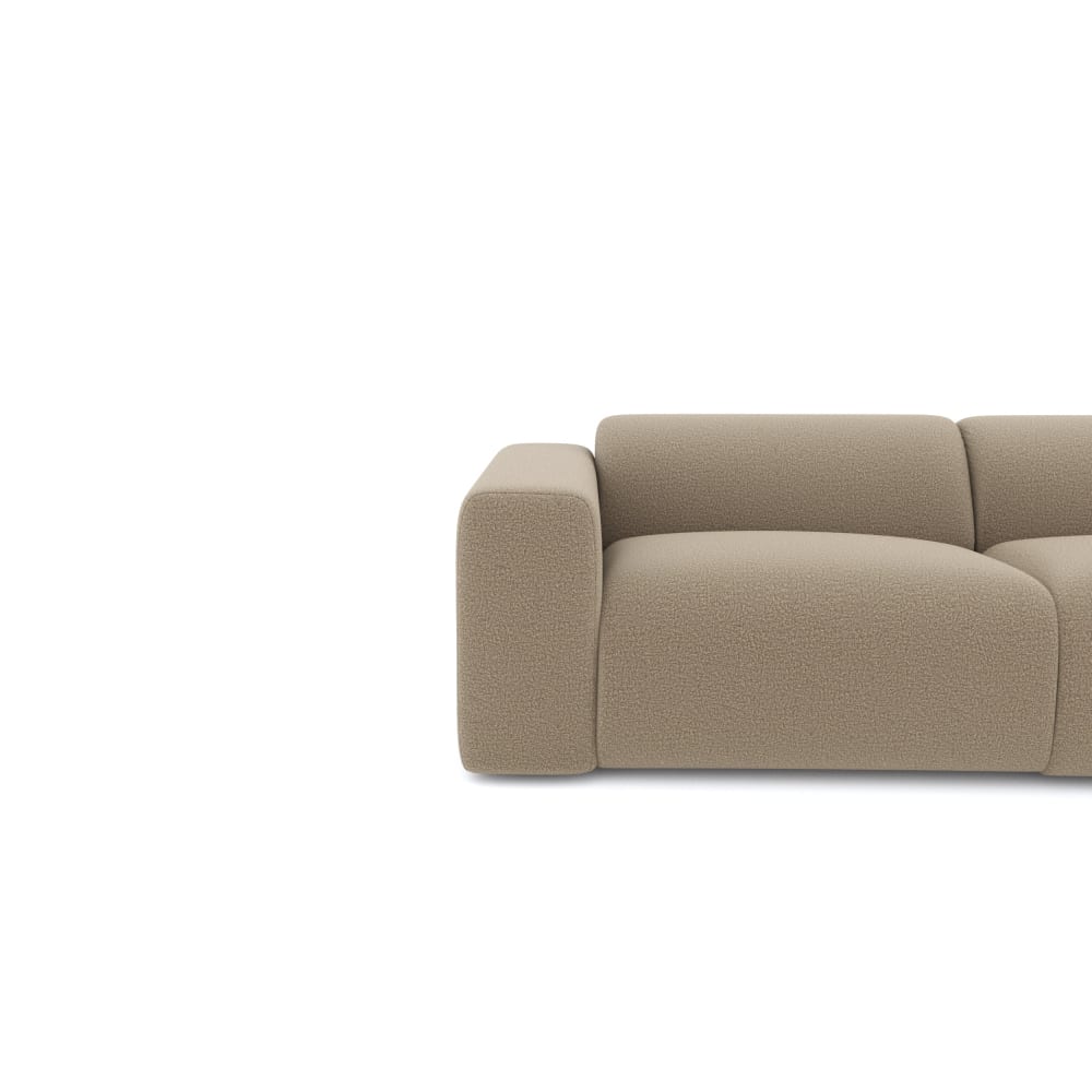 Canapé grand angle droit 5 places en tissu bouclette taupe - Maisons du Monde