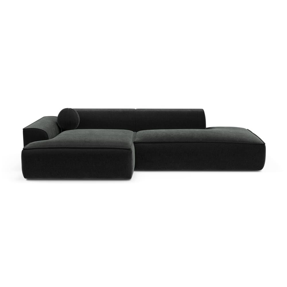 Canapé angle gauche - places velours anthracite