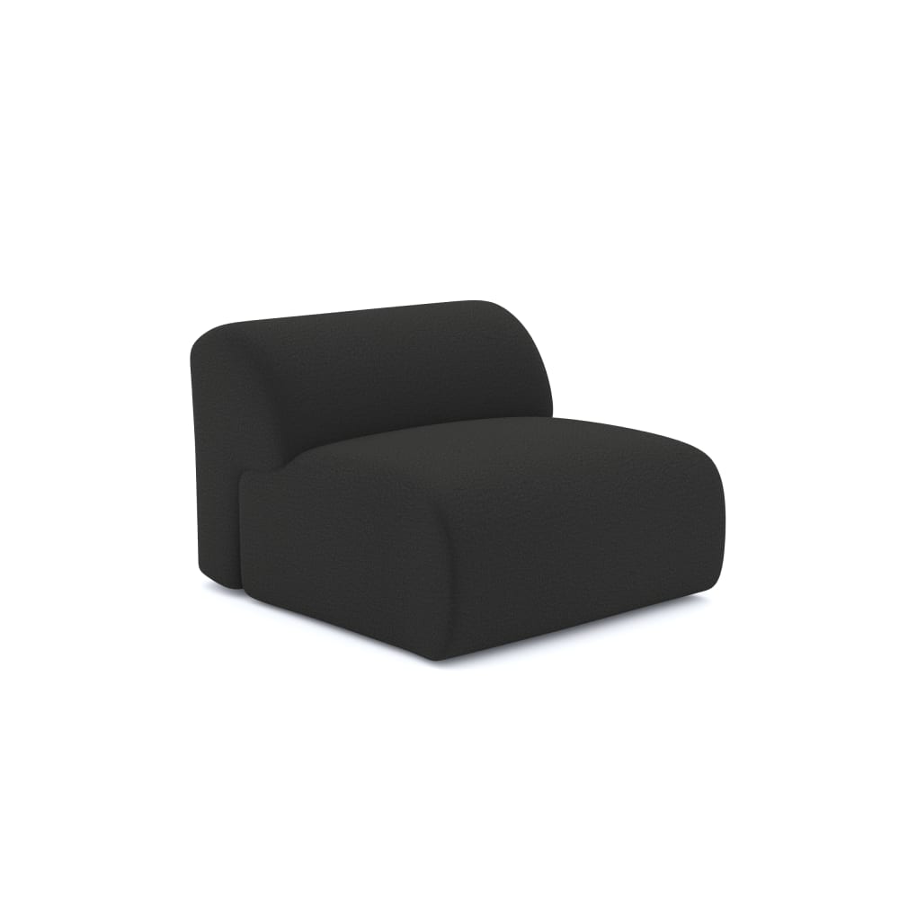 Fauteuil de salon sans accoudoirs en bouclette anthracite foncé