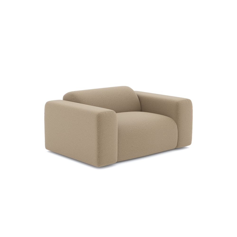 Fauteuil de salon bouclette crème en tissu bouclette taupe