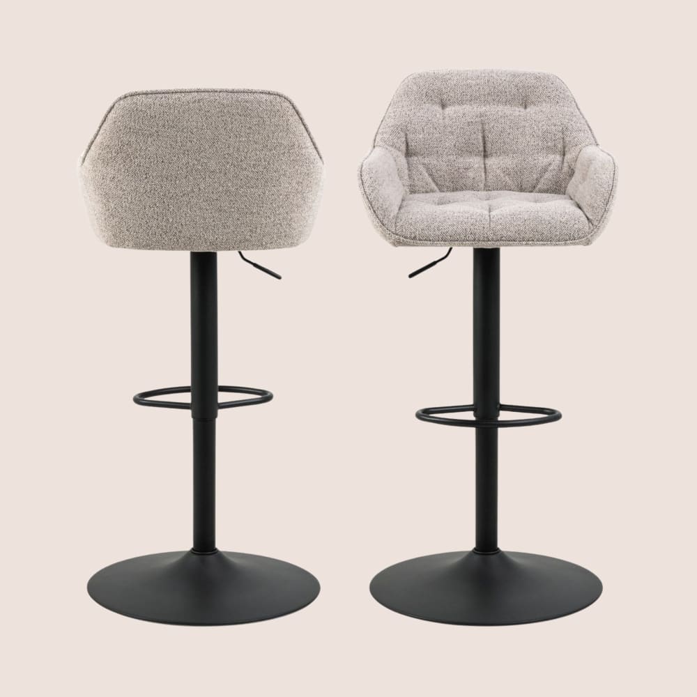 Lot de 2 tabourets de bar en tissu pied tulipe métal noir beige - Maisons du Monde