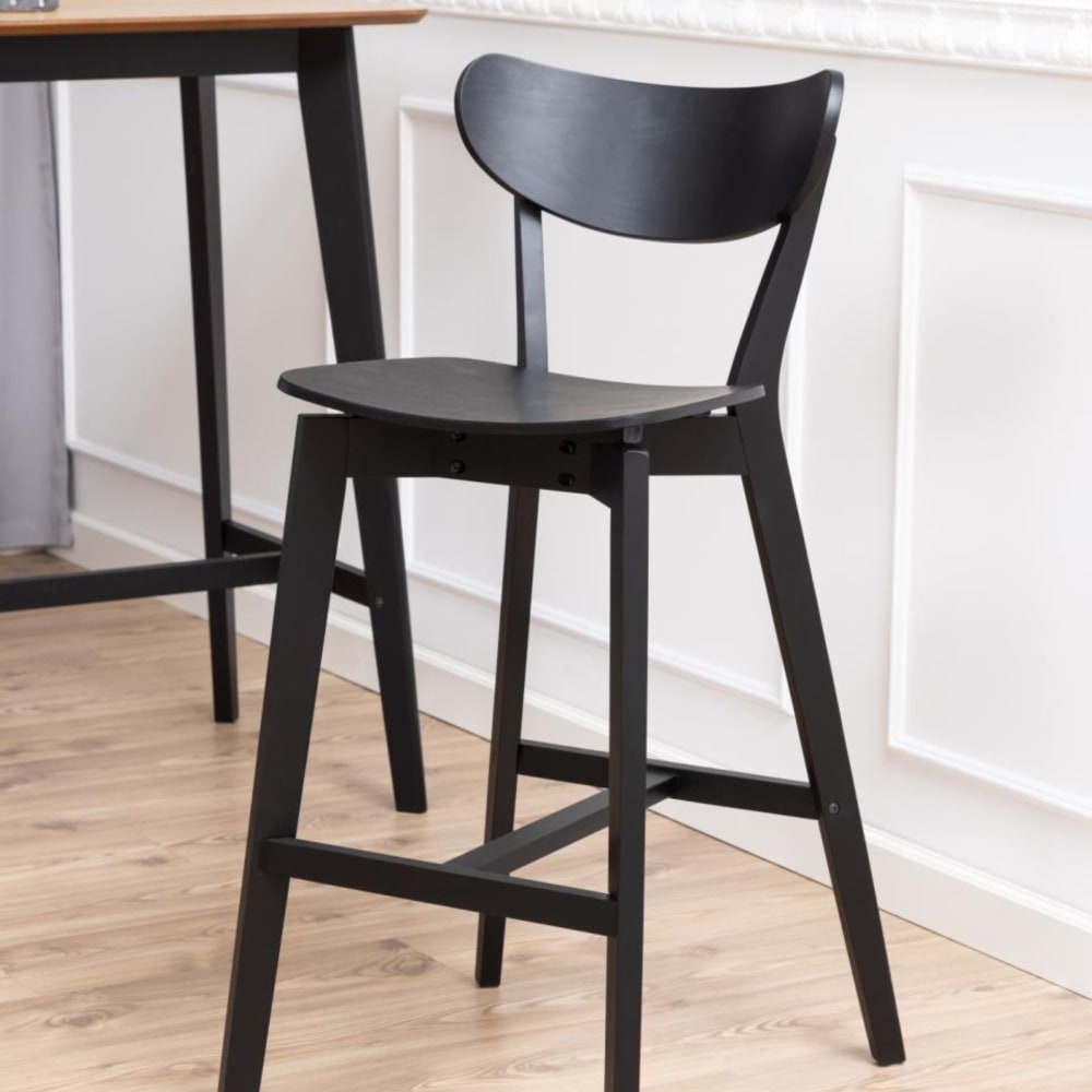 Lot de 2 tabourets de bar scandinaves en bois noir