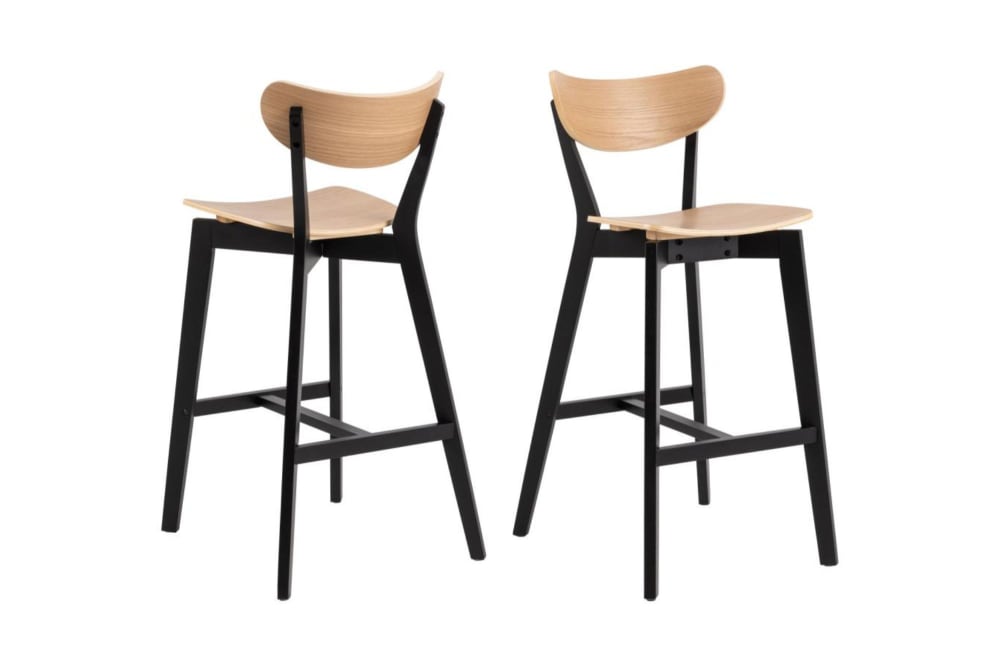 Lot+de+2+tabourets+de+bar+scandinaves+en+bois+chene