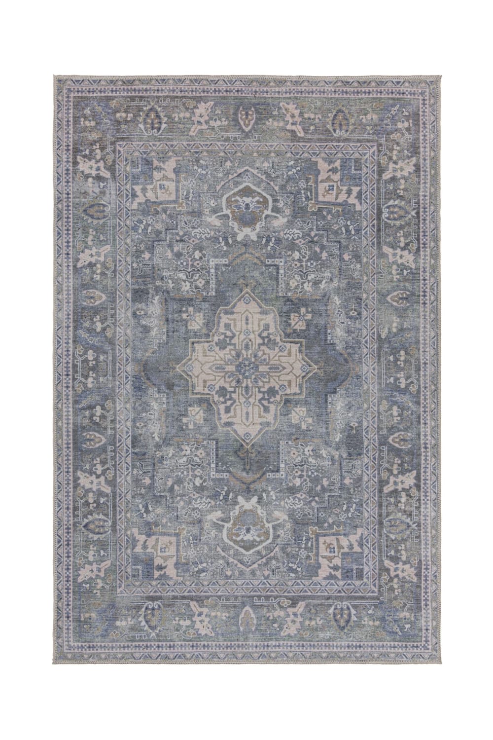 Flair Rugs Tapis lavable vert 200x290cm style vintage - Pes - Polyester