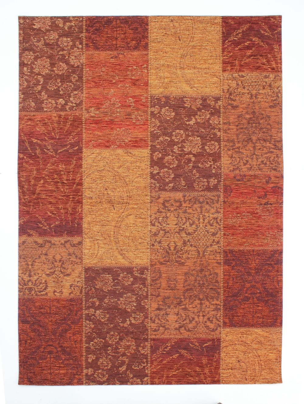 Tapis rectangulaire terracotta chenille patchwork
