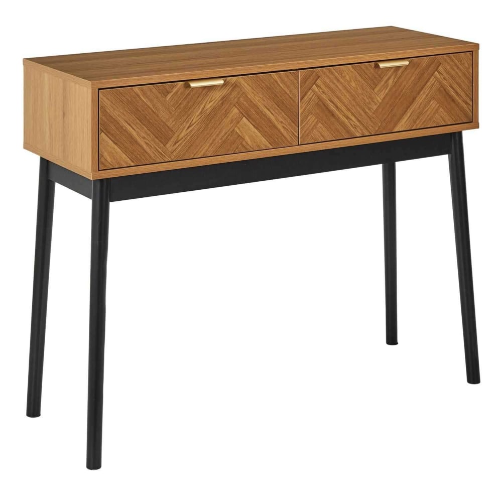 The Home Deco Factory Console en bois marron et noir style vintage Marron Bois - 100x80x35cm