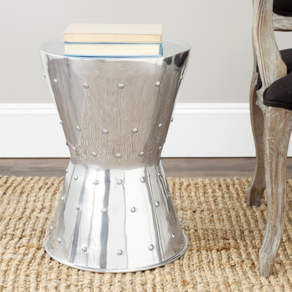 Safavieh Hocker aus Poliertes Aluminium, Silber style modern Silber Aluminium