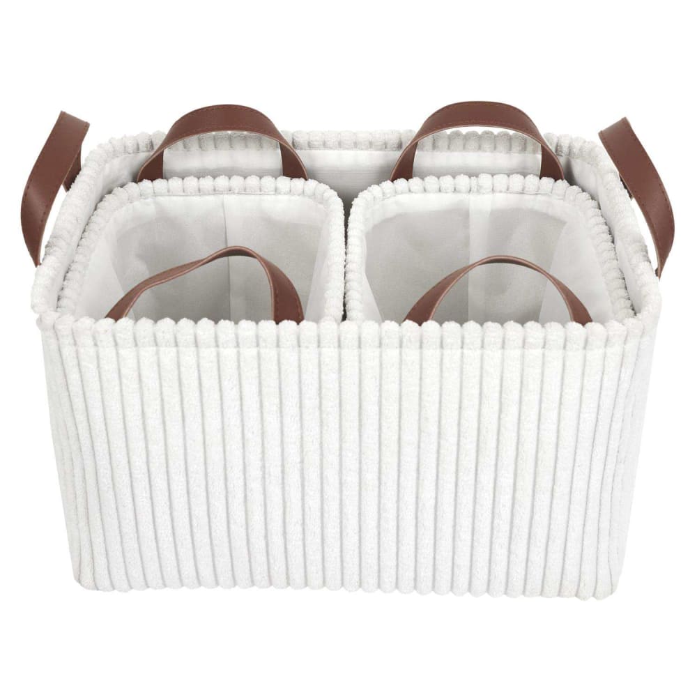 The Home Deco Factory Lot de 3 paniers de rangement en tissu côtelé blanc style contemporain - Pes - Polyester