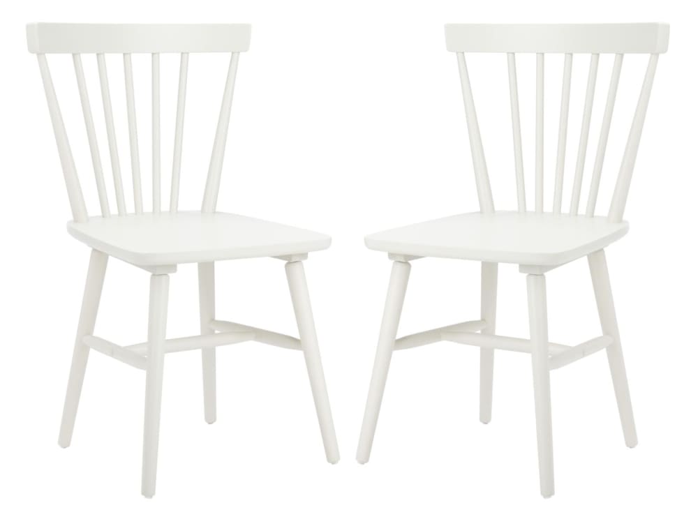 Ensemble de 2 chaises de salle à manger en bois massif, blanc cassé Ensemble de 2 chaises de salle à manger en bois massif, blanc cassé