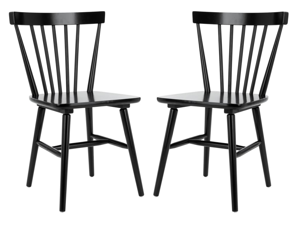 Ensemble de 2 chaises de salle à manger en bois de caoutchouc noir