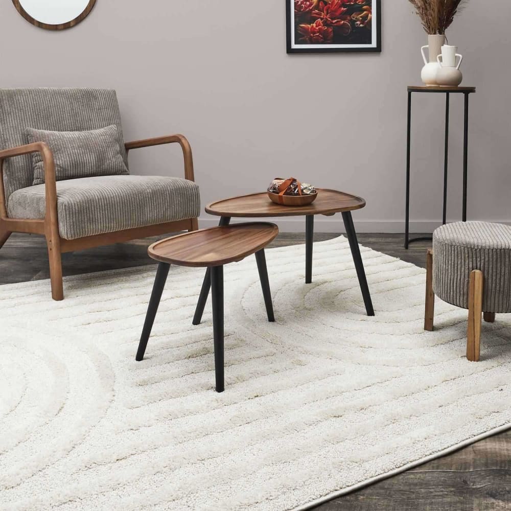 Lot de 2 tables gigognes en acacia marron et noir - Maisons du Monde