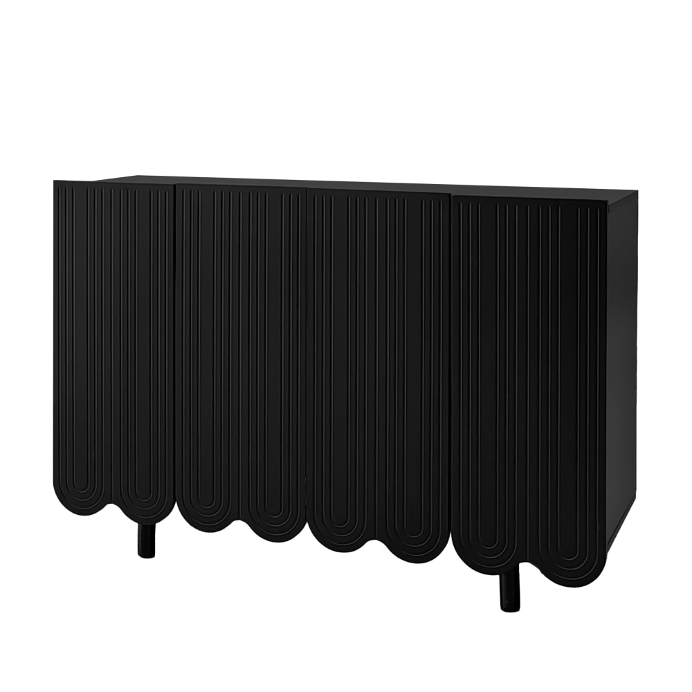 Urban Meuble Tropfenförmiges Sideboard mit Profilierten Türen ,Schwarz Schwarz Spanplatte