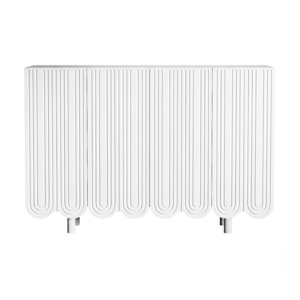 Buffet blanc 4 portes avec motif et rangement