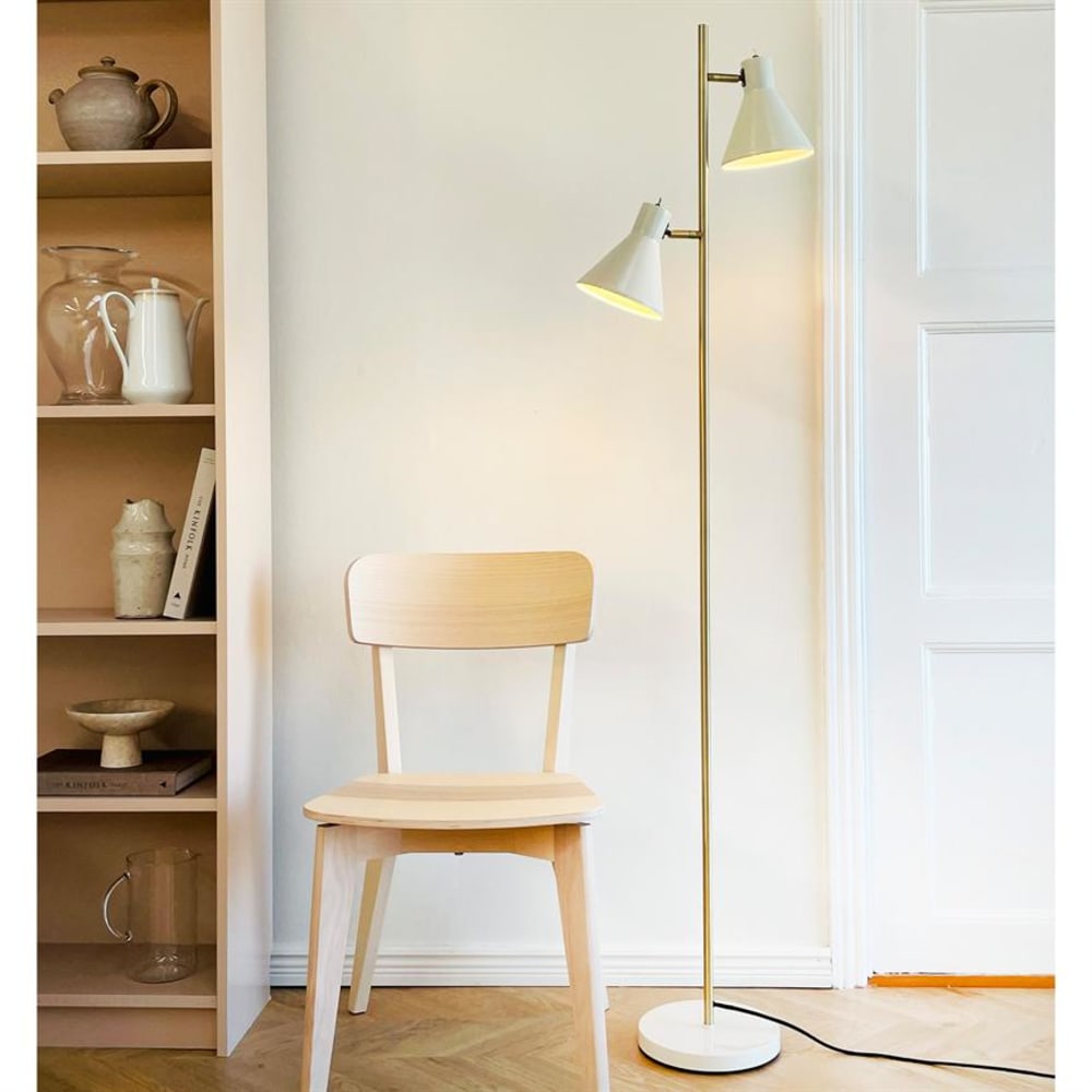 Dyberg Larsen Stehlampe aus Metall h 165 cm d 23 cm, creme-weiß style modern - Metall