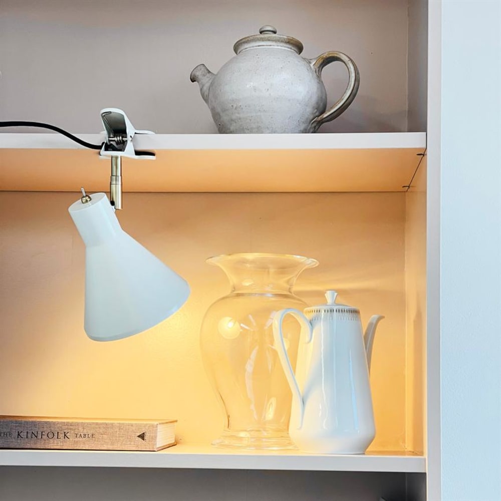 Dyberg Larsen Klemmlampe aus Metall h 16 cm d 15 cm, creme-weiß style modern - Metall