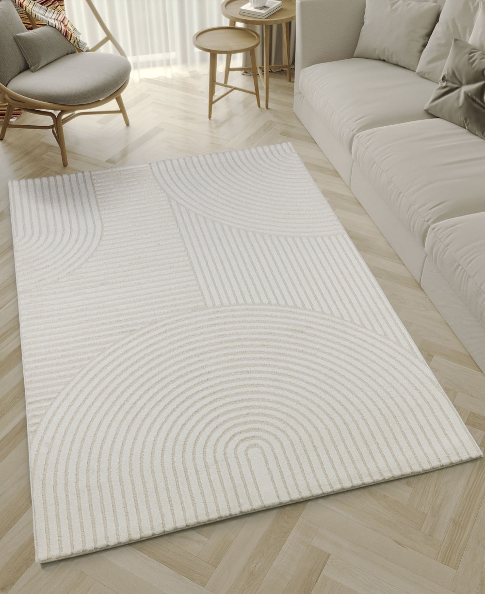 Tapis poils courts arches scandinaves, crème, 80 x 150 cm — vue 3
