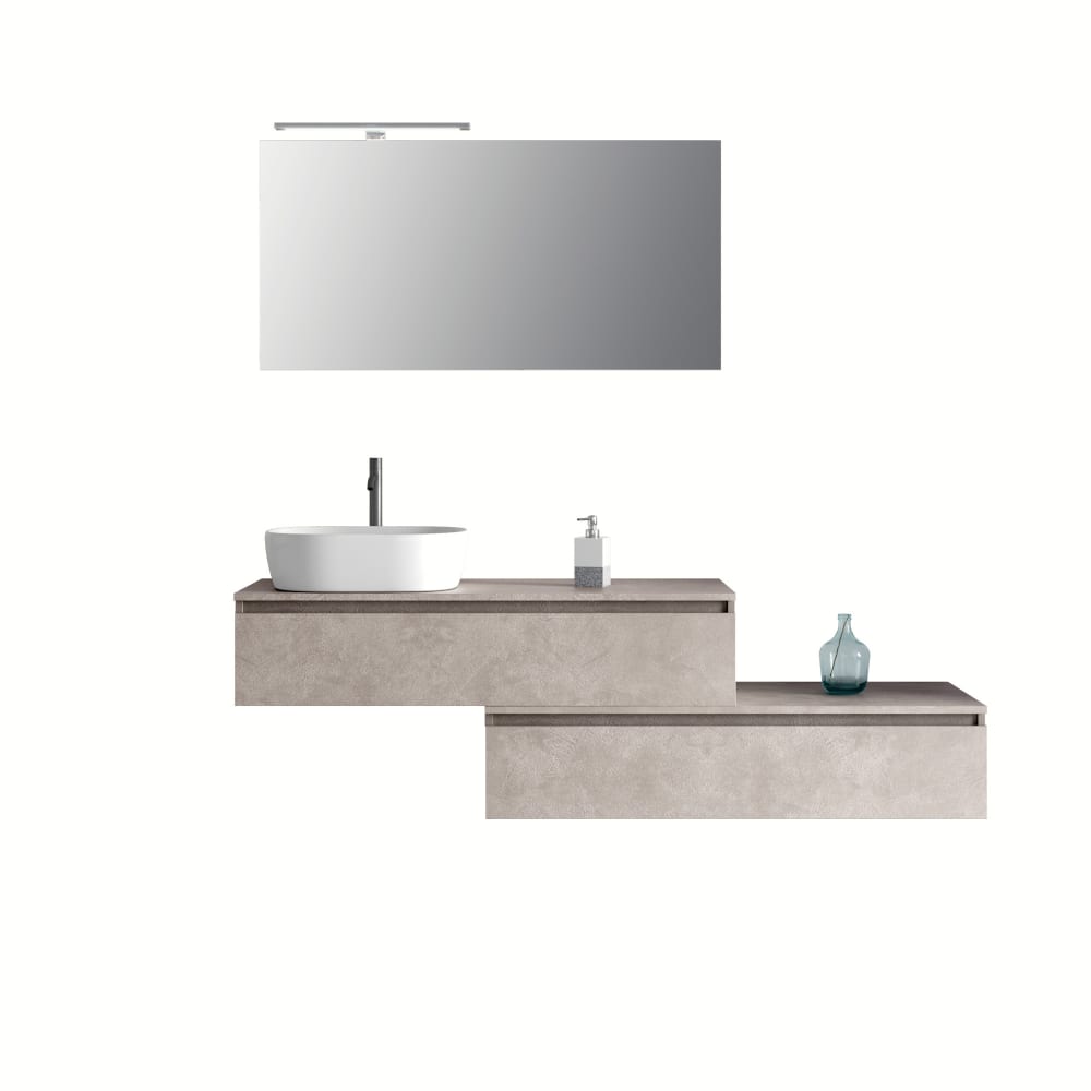 mueble de bano de 5 piezas en melamina color beige piedra