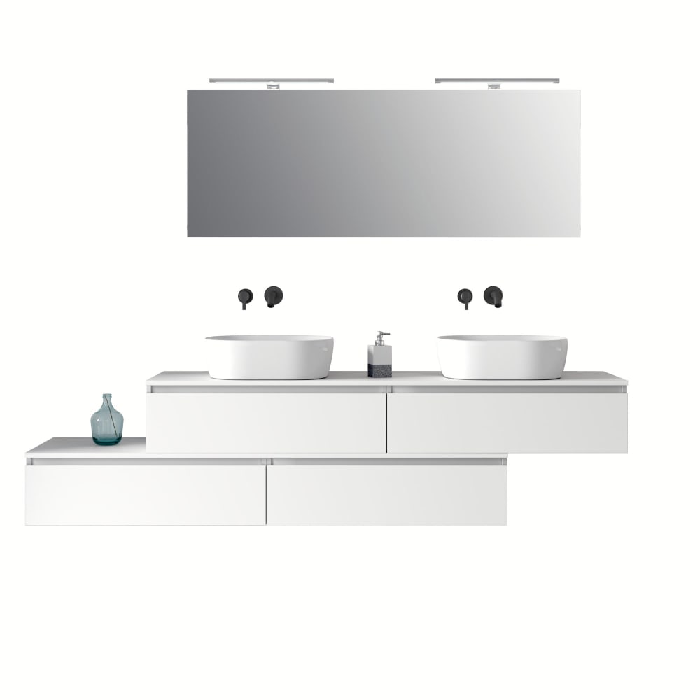 mueble de bano de 9 piezas en melamina blanco mate