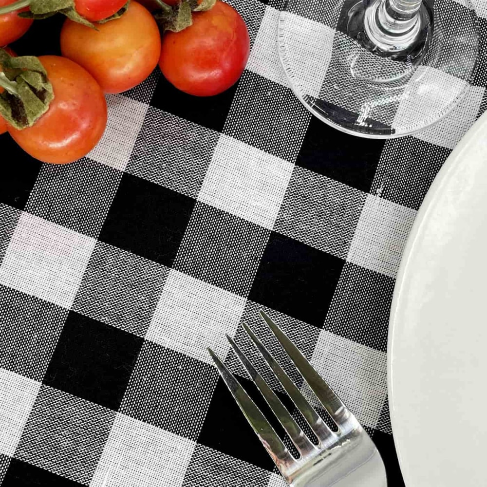 XL-Picknicktischdecke 280x140 cm schwarz-weiß kariert - Maisons