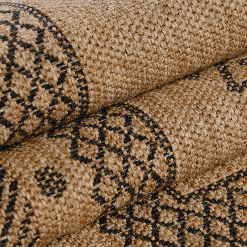 Tapis aspect jute motifs beige et noir 160x230cm — vue 4