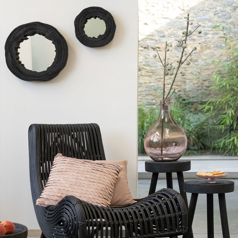 Miroir irrégulier en bois de paulownia noir - Maisons du Monde