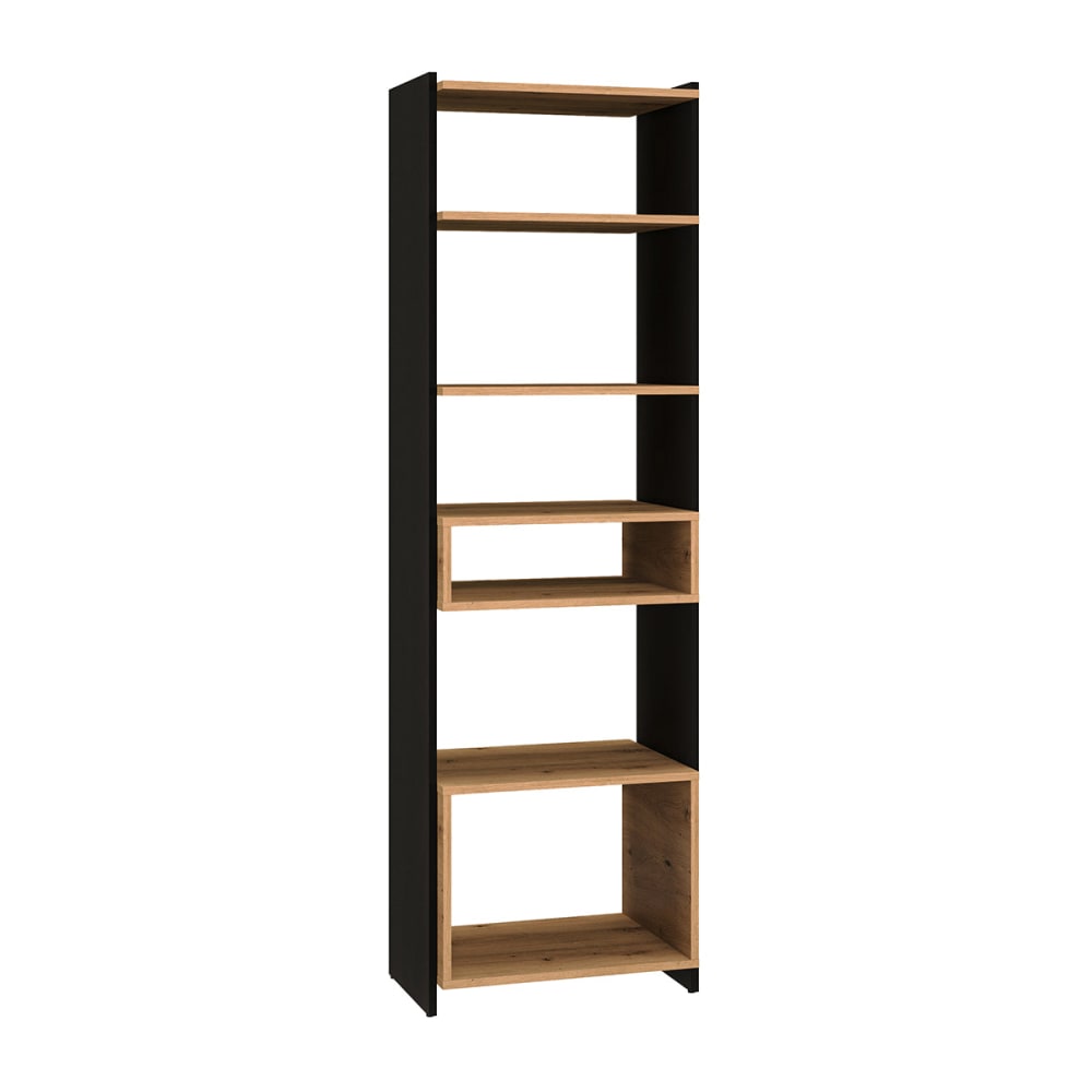 Petits meubles Säulenbibliothek mit 7 Regalen Vorderseite MDF Holz Beige Spanplatte