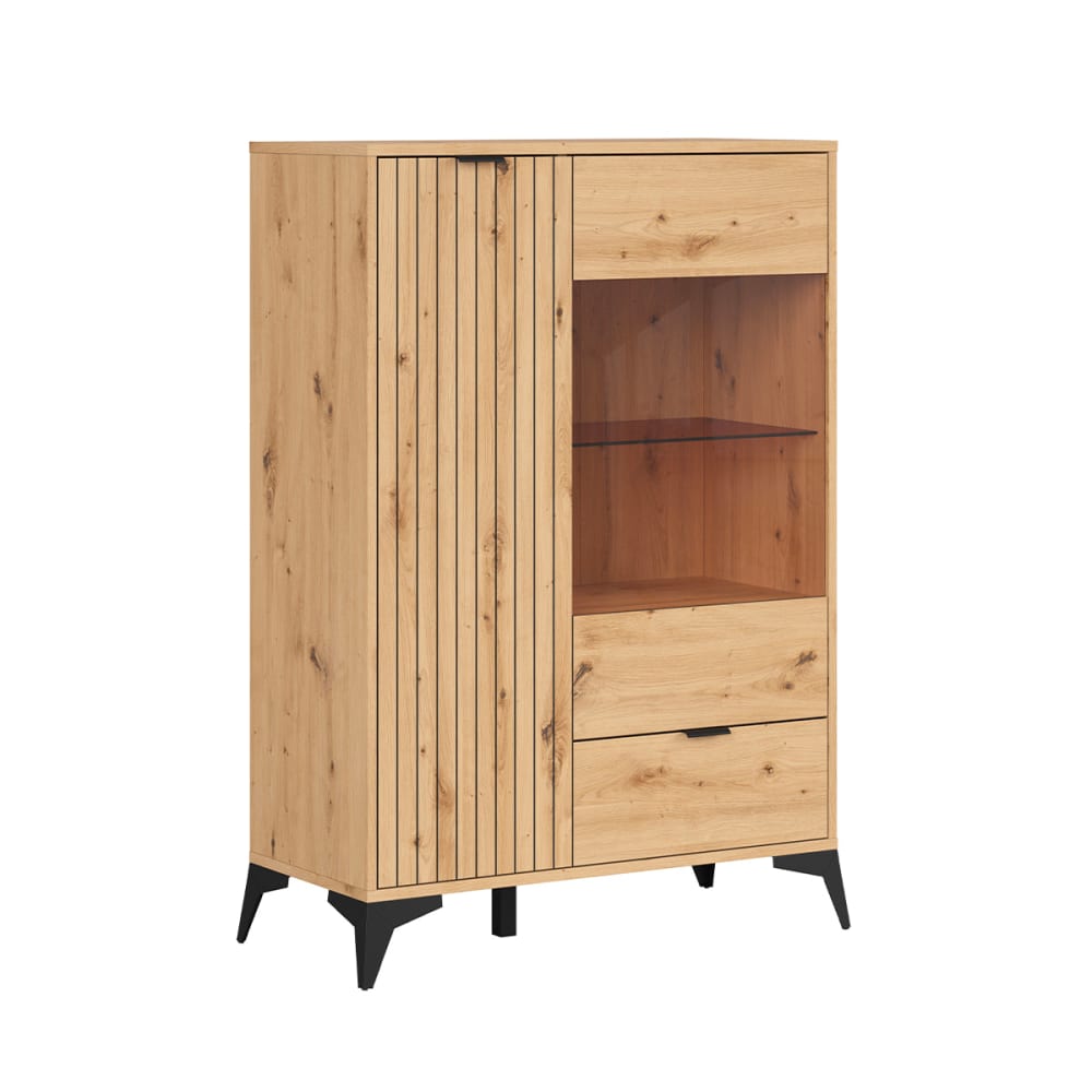 Vaisselier bas 2 portes 1 tiroir panneaux aggloméré stratifié marron
