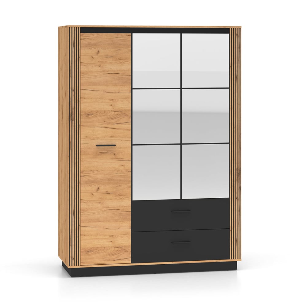 Petits meubles Schrank 3 Türen 2 Schubladen MDF Holz Beige Spanplatte